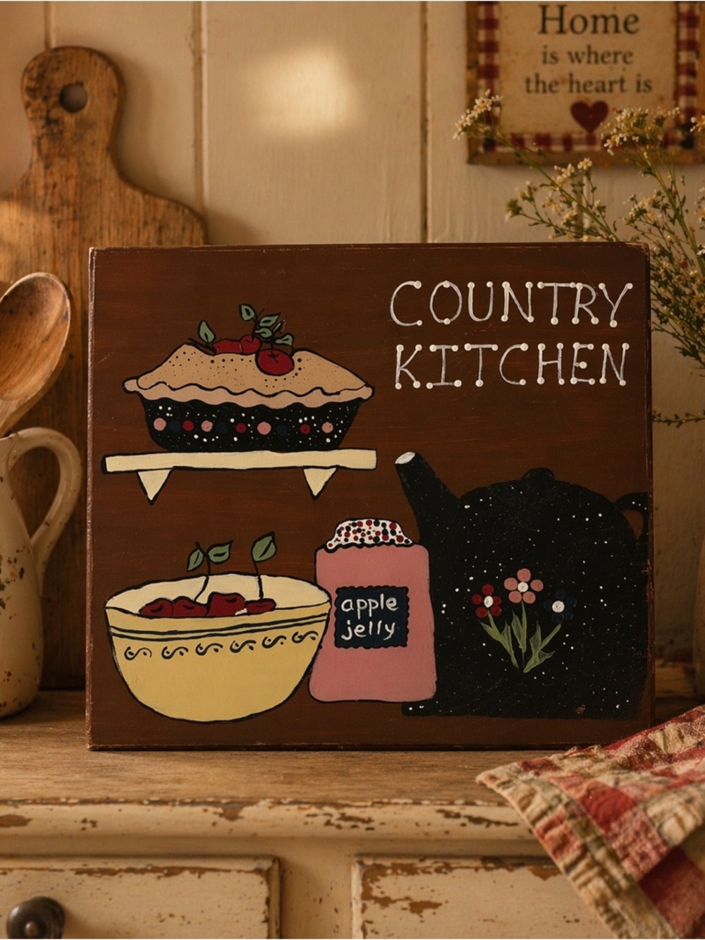 Vintage Country Kitchen Decorative Wall Plaque - Brown